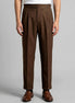 Men's Pleated Trousers Brown Straight Leg Woven Fabric Sizes 28–36 – Valedrian