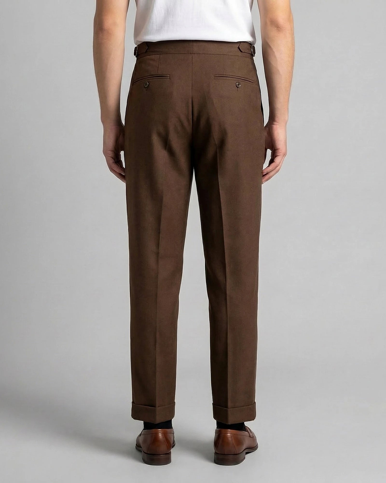Men's Pleated Trousers Brown Straight Leg Woven Fabric Sizes 28–36 – Valedrian — view 2