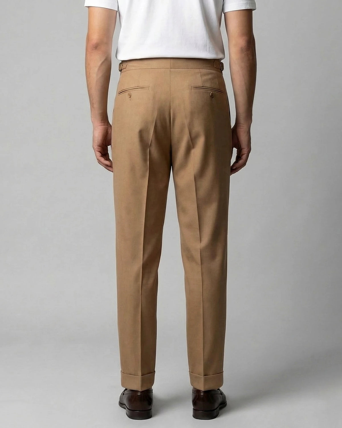 Men's Pleated Trousers Brown Straight Leg Woven Fabric Sizes 28–36 – Valedrian — view 8