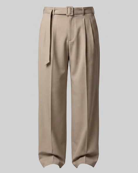 Men's Pleated Trousers Wide-Leg High-Waist Belted Tailored Fit – Valedrian — view 15