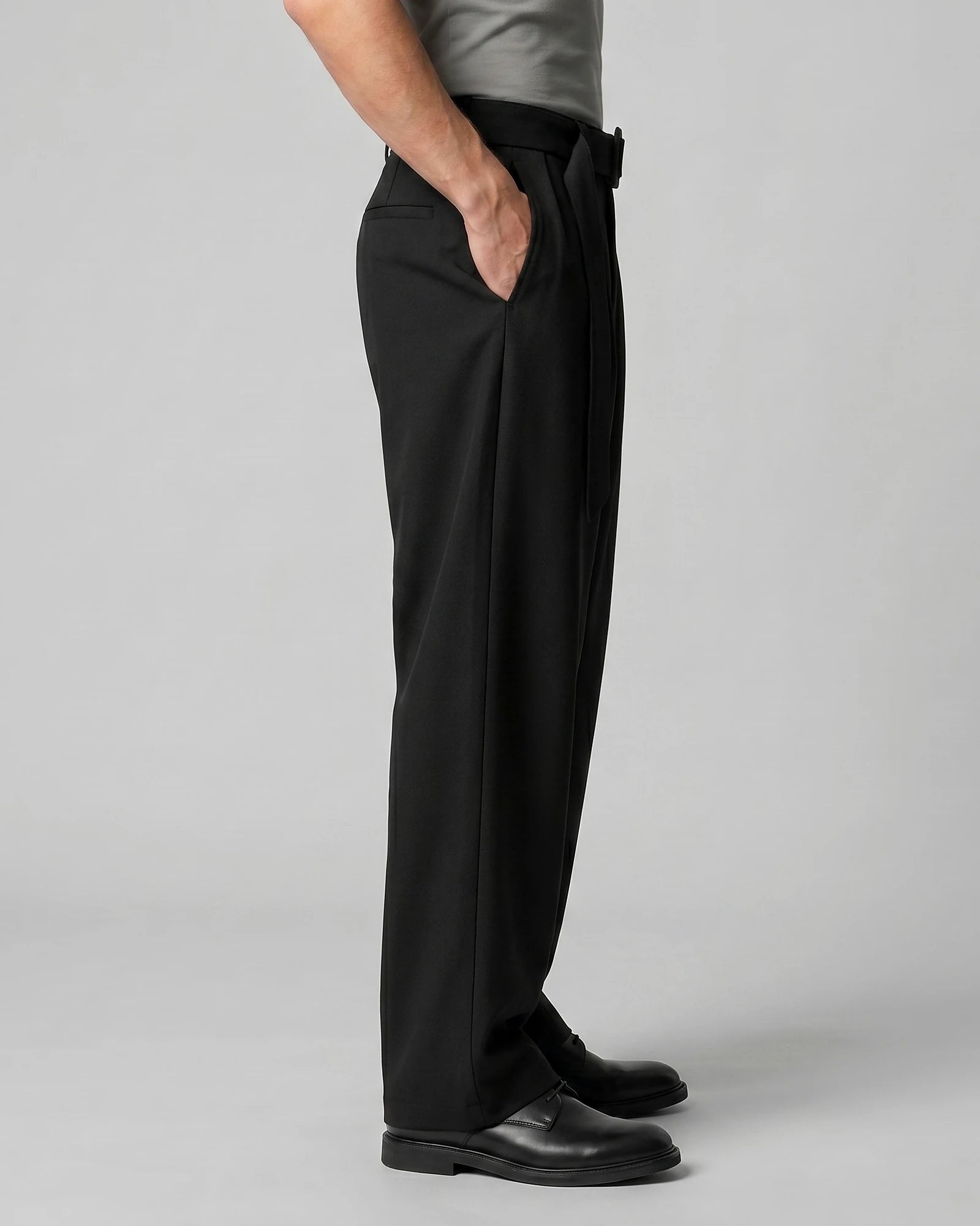 Men's Pleated Trousers Wide-Leg High-Waist Belted Tailored Fit – Valedrian — view 17