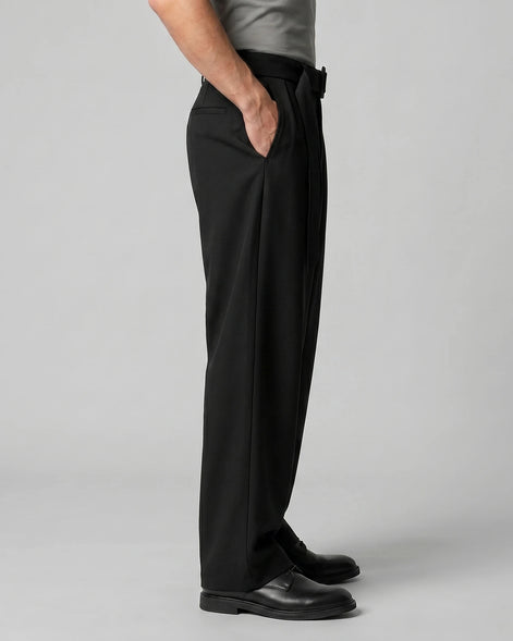 Men's Pleated Trousers Wide-Leg High-Waist Belted Tailored Fit – Valedrian — view 17