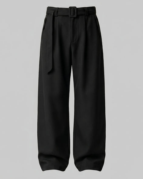 Men's Pleated Trousers Wide-Leg High-Waist Belted Tailored Fit – Valedrian — view 20