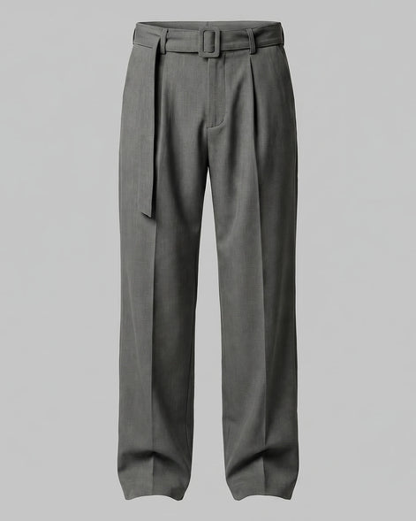 Men's Pleated Trousers Wide-Leg High-Waist Belted Tailored Fit – Valedrian — view 5