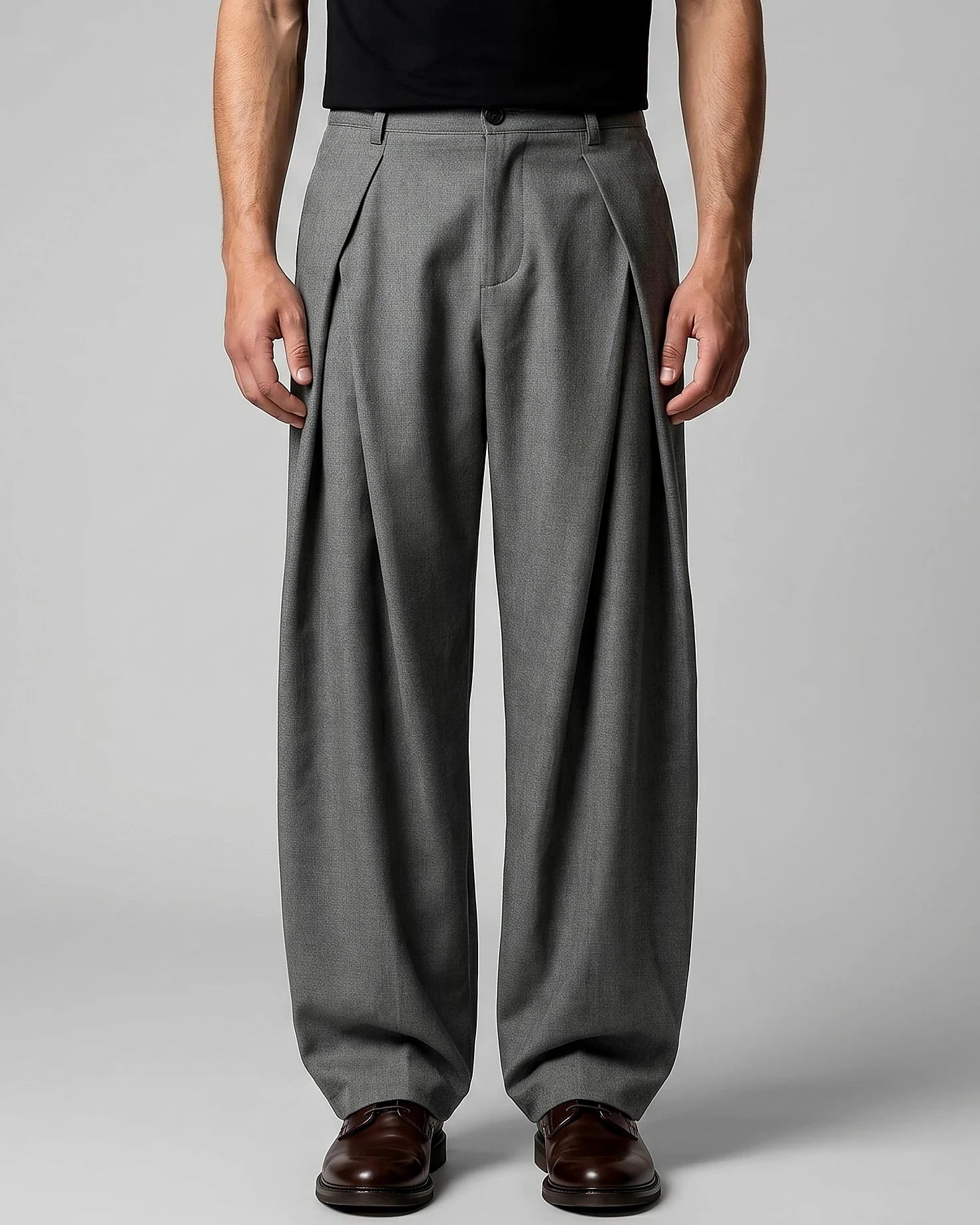 Men's Pleated Trousers Wide-Leg High-Waist Tailored Fit – Valedrian
