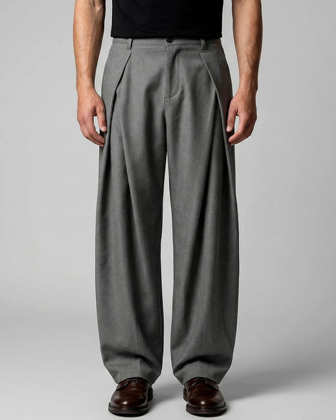 Men's Pleated Trousers Wide-Leg High-Waist Tailored Fit – Valedrian