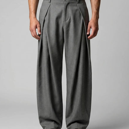 Men's Pleated Trousers Wide-Leg High-Waist Tailored Fit – Valedrian