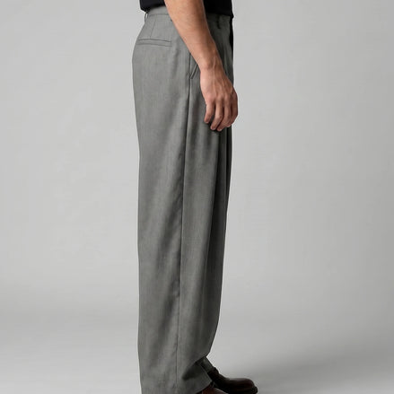 Men's Pleated Trousers Wide-Leg High-Waist Tailored Fit – Valedrian — view 2