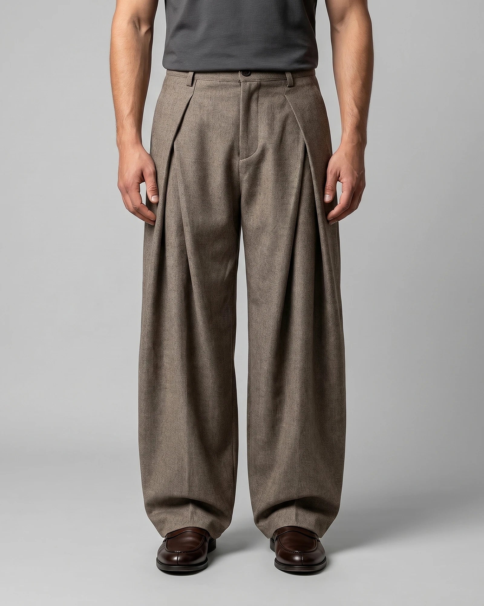 Men's Pleated Trousers Wide-Leg High-Waist Tailored Fit – Valedrian — view 5