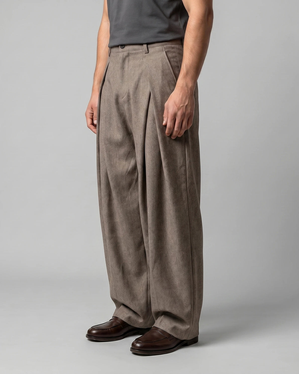 Men's Pleated Trousers Wide-Leg High-Waist Tailored Fit – Valedrian — view 6