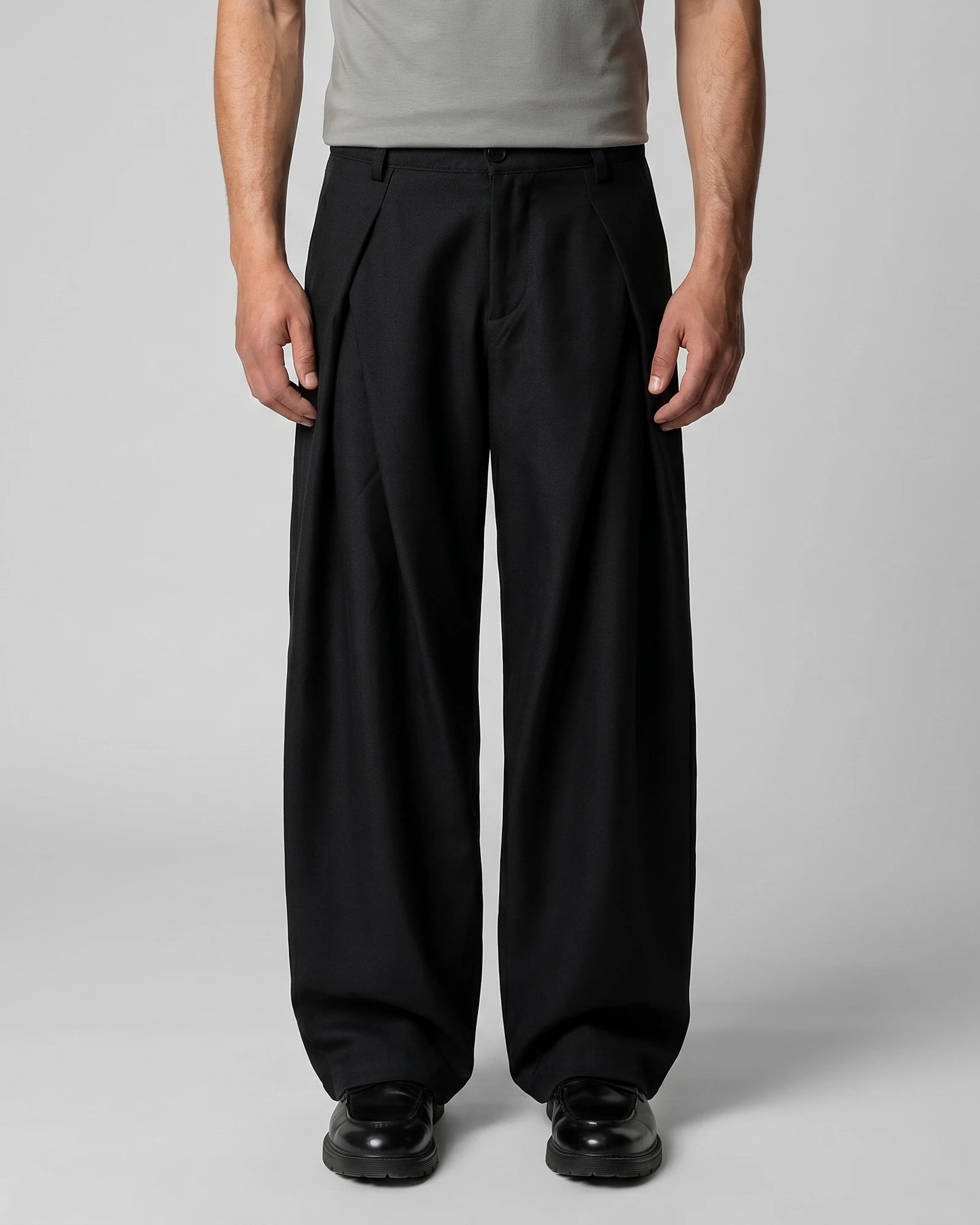 Men's Pleated Trousers Wide-Leg High-Waist Tailored Fit – Valedrian — view 9