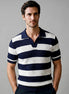 Men's Polo Shirt Stripe Jacquard Knit Open Neck Regular Fit - Valedrian