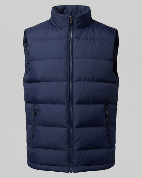 Men's Quilted Padded Gilet Stand Collar Full-Zip Green - Valedrian — view 16