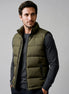Men's Quilted Padded Gilet Stand Collar Full-Zip Green - Valedrian