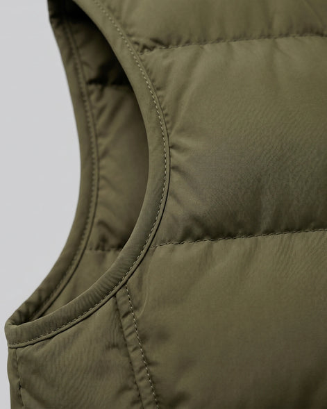 Men's Quilted Padded Gilet Stand Collar Full-Zip Green - Valedrian — view 5