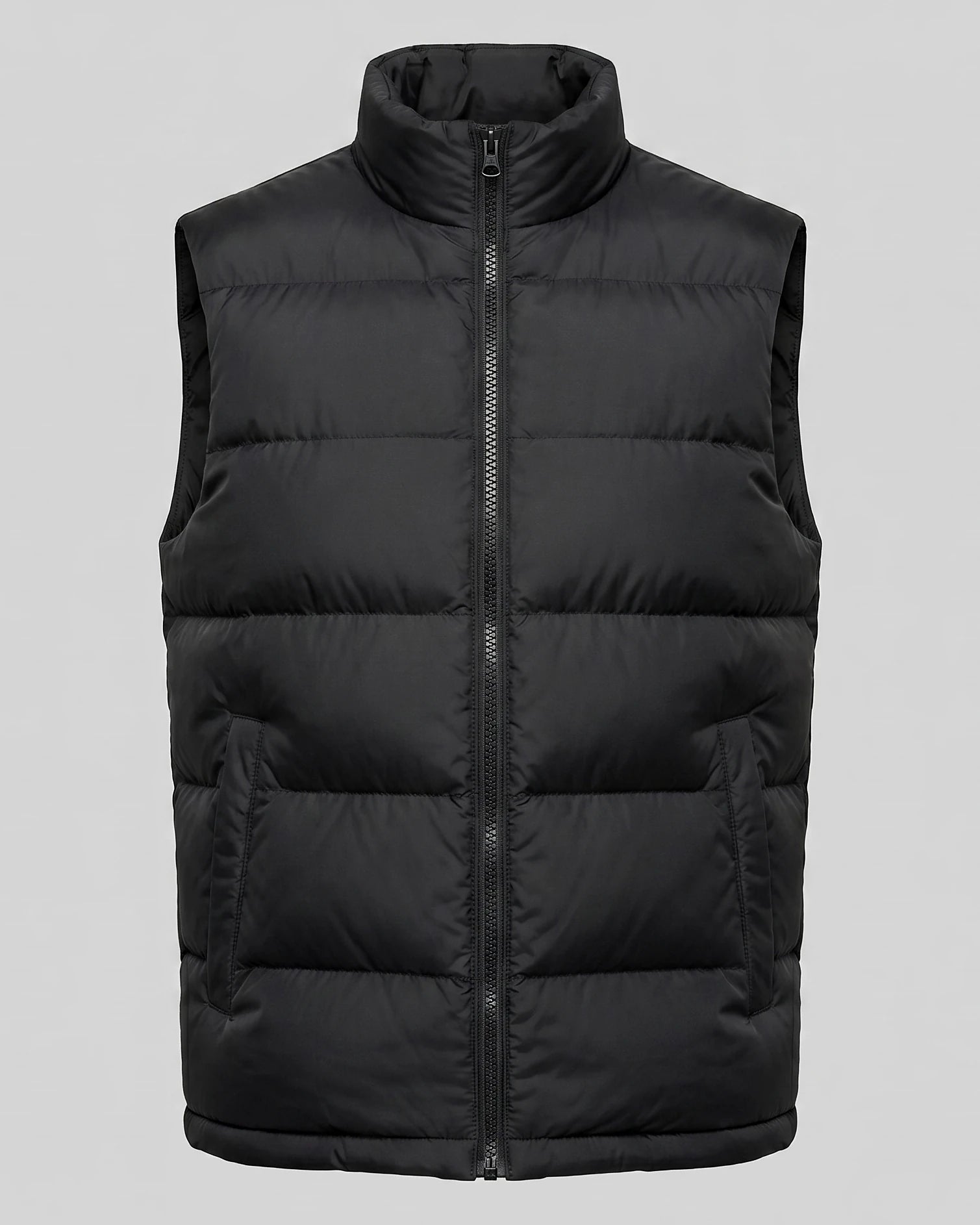 Men's Quilted Padded Gilet Stand Collar Full-Zip Green - Valedrian — view 7
