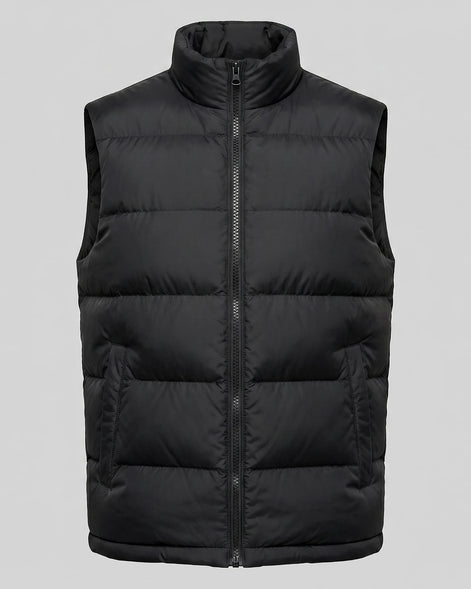 Men's Quilted Padded Gilet Stand Collar Full-Zip Green - Valedrian — view 7