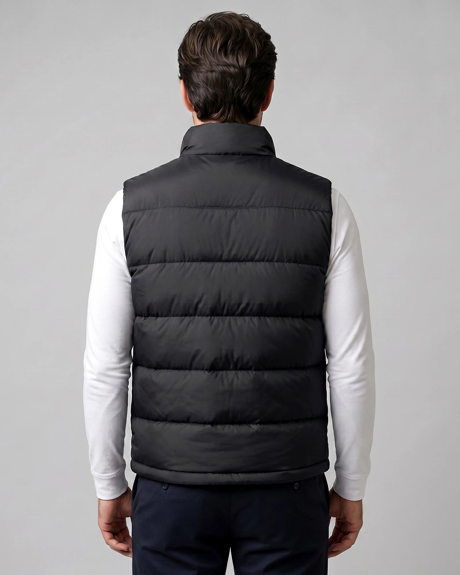 Men's Quilted Padded Gilet Stand Collar Full-Zip Green - Valedrian — view 8