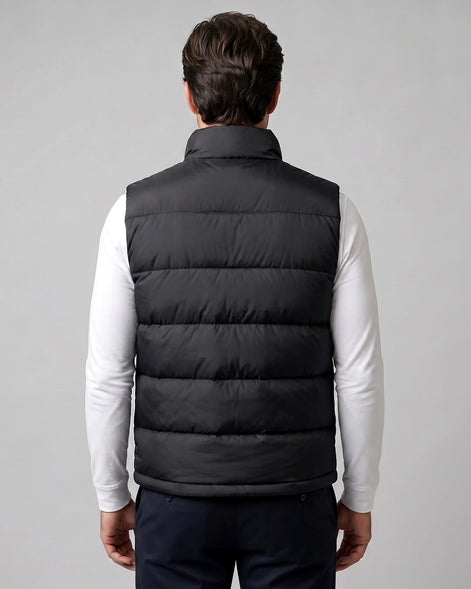 Men's Quilted Padded Gilet Stand Collar Full-Zip Green - Valedrian — view 8