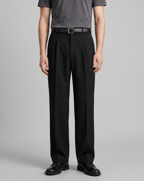 Men's Relaxed Fit Oversized Trousers – Black & White – Valedrian — view 6