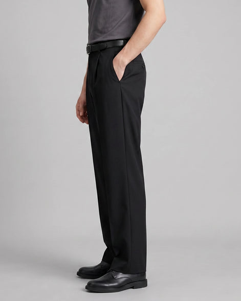 Men's Relaxed Fit Oversized Trousers – Black & White – Valedrian — view 7