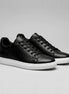 Men's Retro Sneakers Faux Leather Upper White Rubber Sole, Black – Valedrian