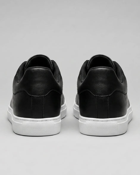 Men's Retro Sneakers Faux Leather Upper White Rubber Sole, Black – Valedrian — view 3