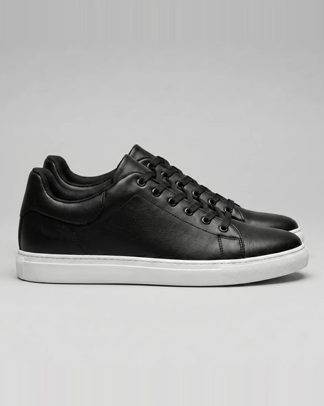 Men's Retro Sneakers Faux Leather Upper White Rubber Sole, Black – Valedrian — view 4