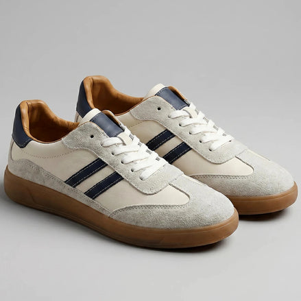 Men's Retro Sneakers White Breathable Mesh Lace-Up Casual Shoes - Valedrian