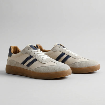 Men's Retro Sneakers White Breathable Mesh Lace-Up Casual Shoes - Valedrian — view 2