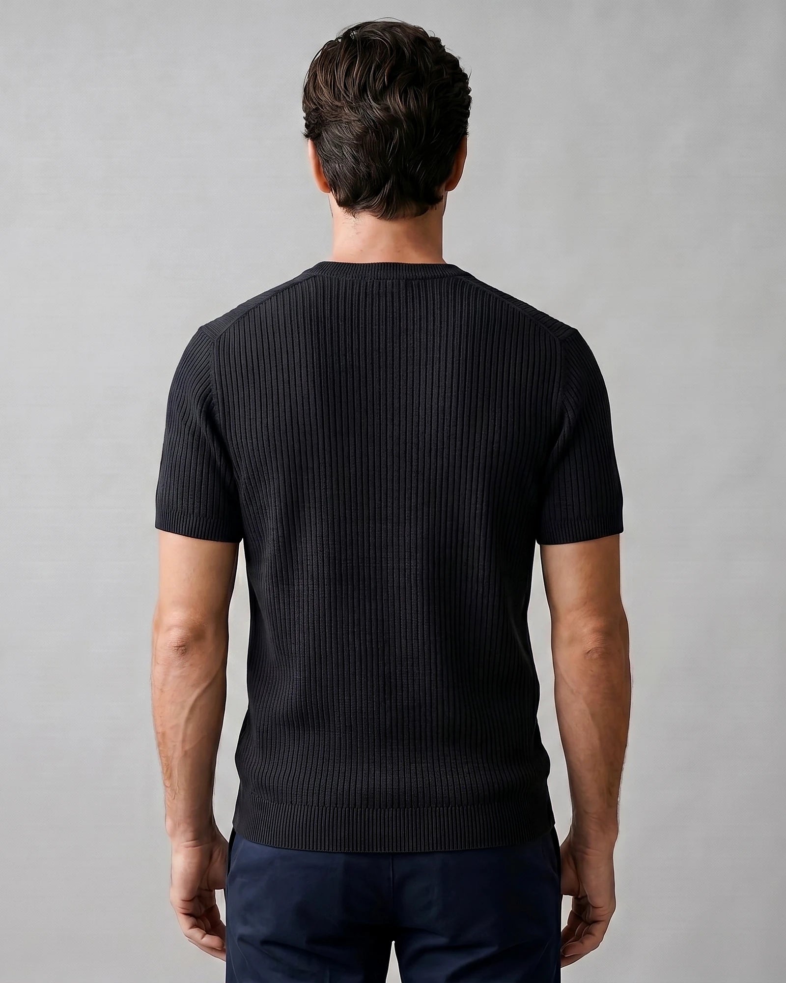 Men's Ribbed Knit T-Shirt Crew Neck Regular Fit – Valedrian — view 13