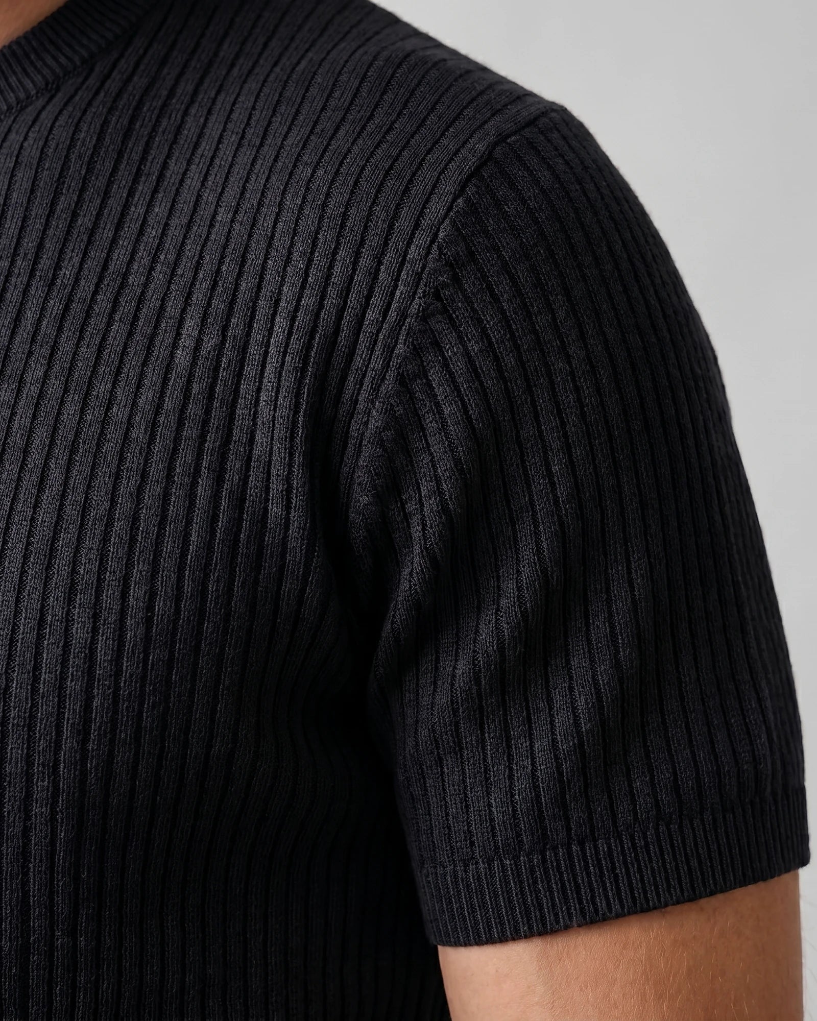 Men's Ribbed Knit T-Shirt Crew Neck Regular Fit – Valedrian — view 14