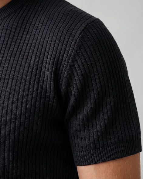 Men's Ribbed Knit T-Shirt Crew Neck Regular Fit – Valedrian — view 14