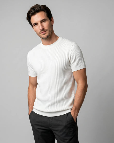 Men's Ribbed Knit T-Shirt Crew Neck Regular Fit – Valedrian — view 16