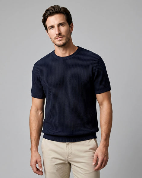 Men's Ribbed Knit T-Shirt Crew Neck Regular Fit – Valedrian — view 21