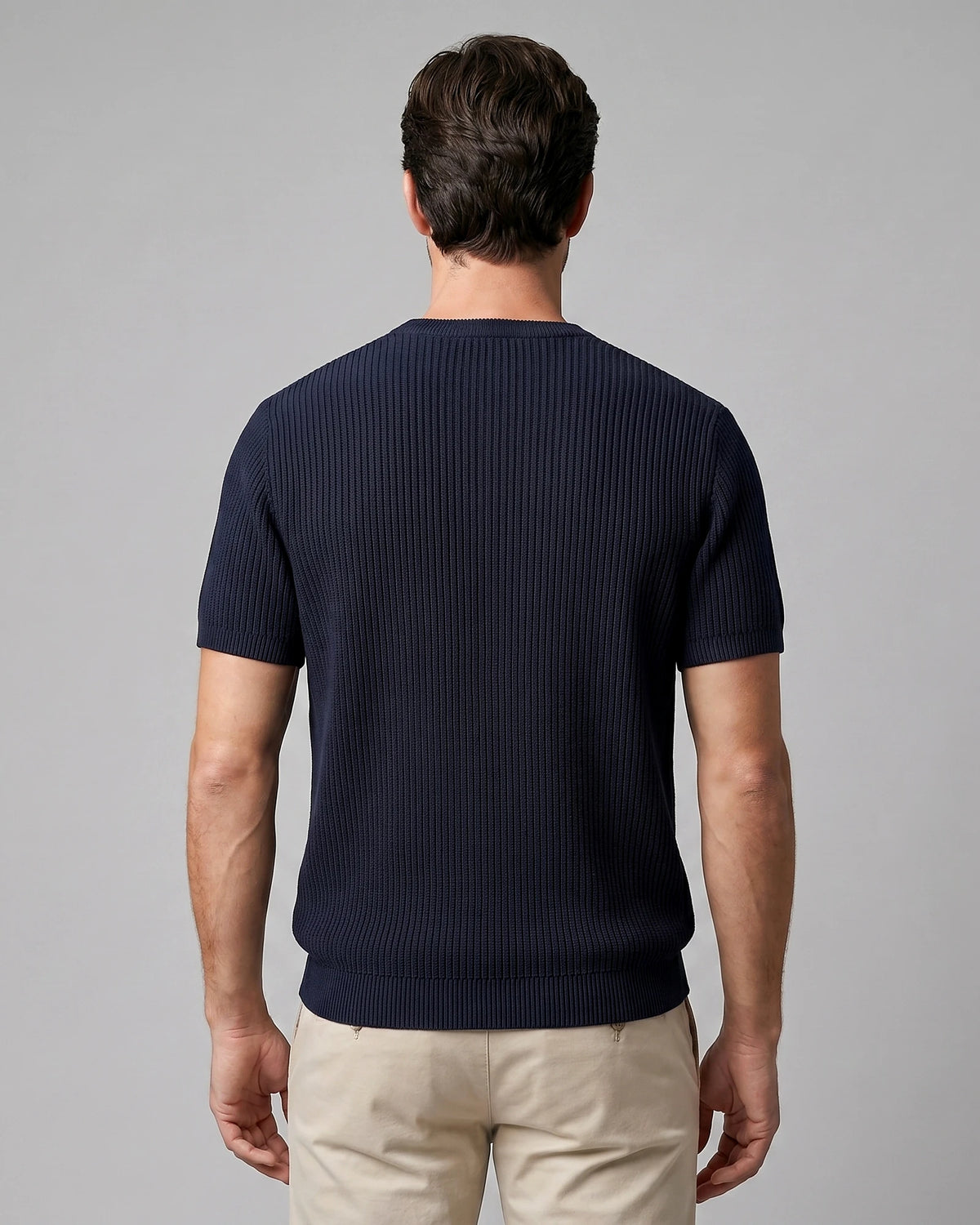 Men's Ribbed Knit T-Shirt Crew Neck Regular Fit – Valedrian — view 23
