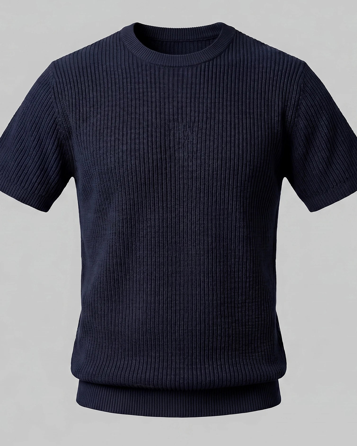 Men's Ribbed Knit T-Shirt Crew Neck Regular Fit – Valedrian — view 25