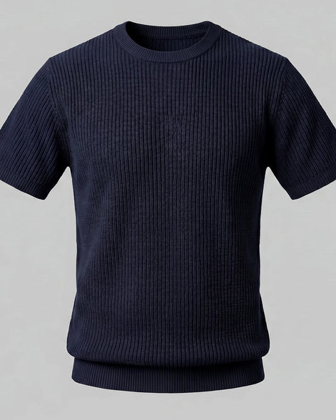 Men's Ribbed Knit T-Shirt Crew Neck Regular Fit – Valedrian — view 25