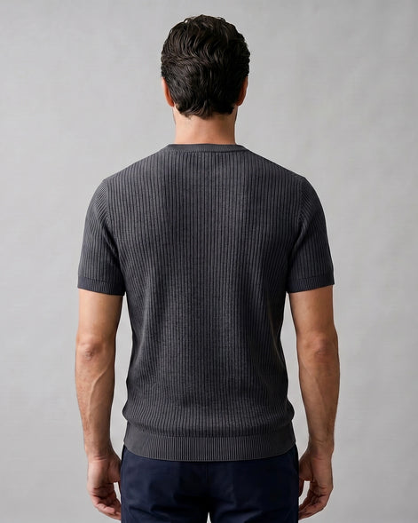 Men's Ribbed Knit T-Shirt Crew Neck Regular Fit – Valedrian — view 28