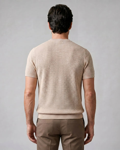Men's Ribbed Knit T-Shirt Crew Neck Regular Fit – Valedrian — view 3