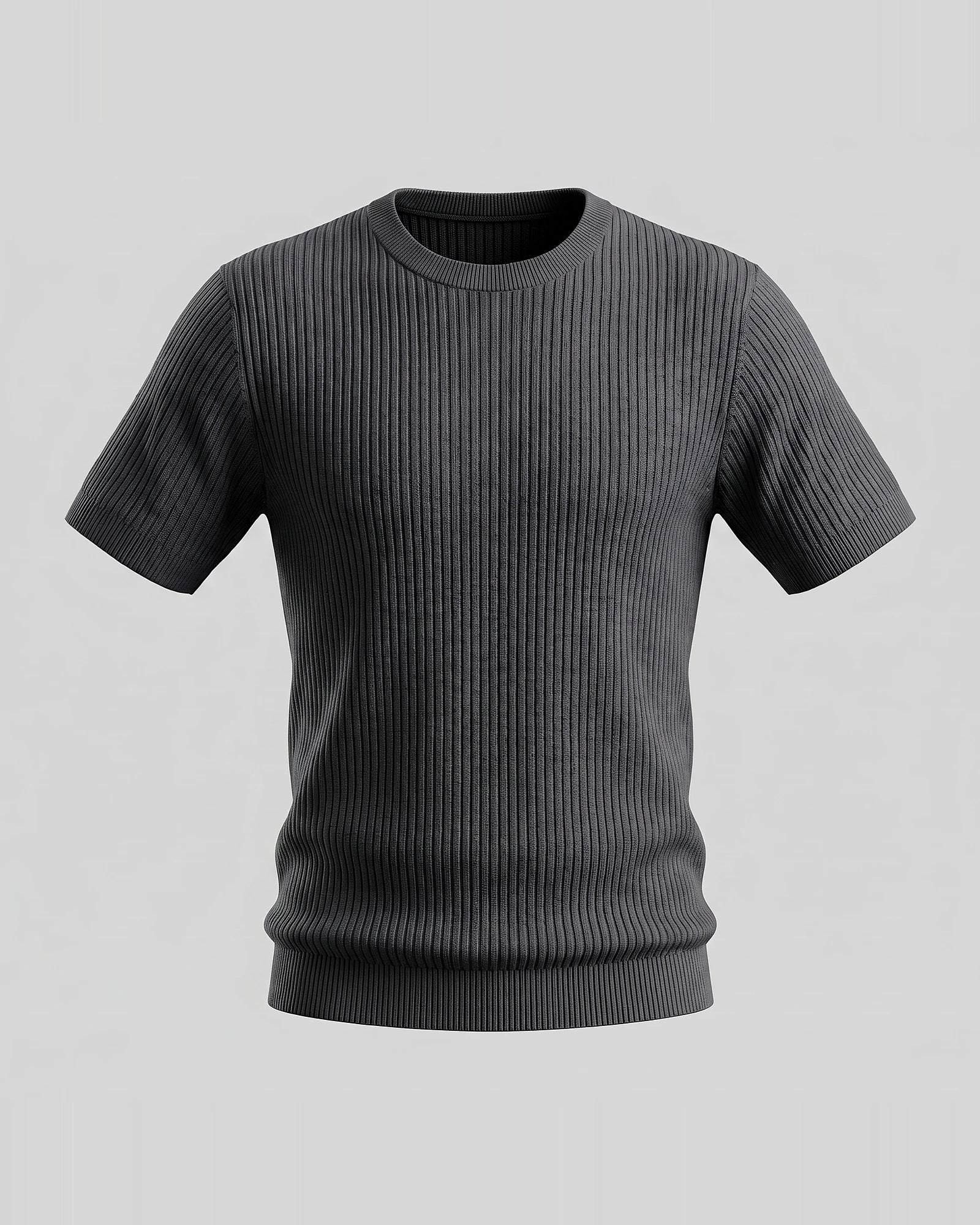 Men's Ribbed Knit T-Shirt Crew Neck Regular Fit – Valedrian — view 30