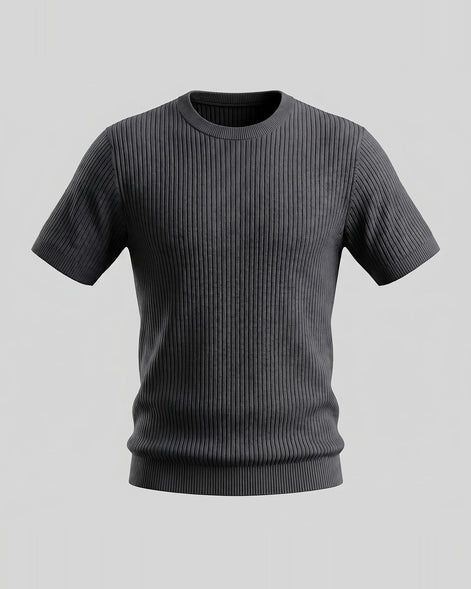 Men's Ribbed Knit T-Shirt Crew Neck Regular Fit – Valedrian — view 30