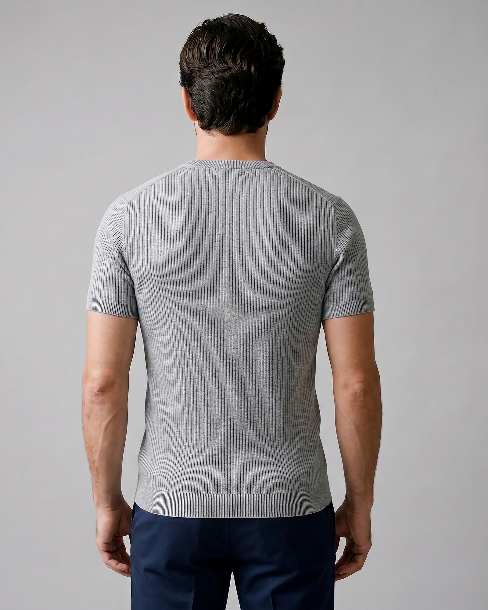 Men's Ribbed Knit T-Shirt Crew Neck Regular Fit – Valedrian — view 33