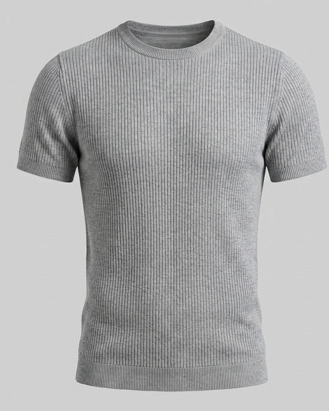 Men's Ribbed Knit T-Shirt Crew Neck Regular Fit – Valedrian — view 35