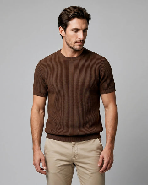 Men's Ribbed Knit T-Shirt Crew Neck Regular Fit – Valedrian — view 6