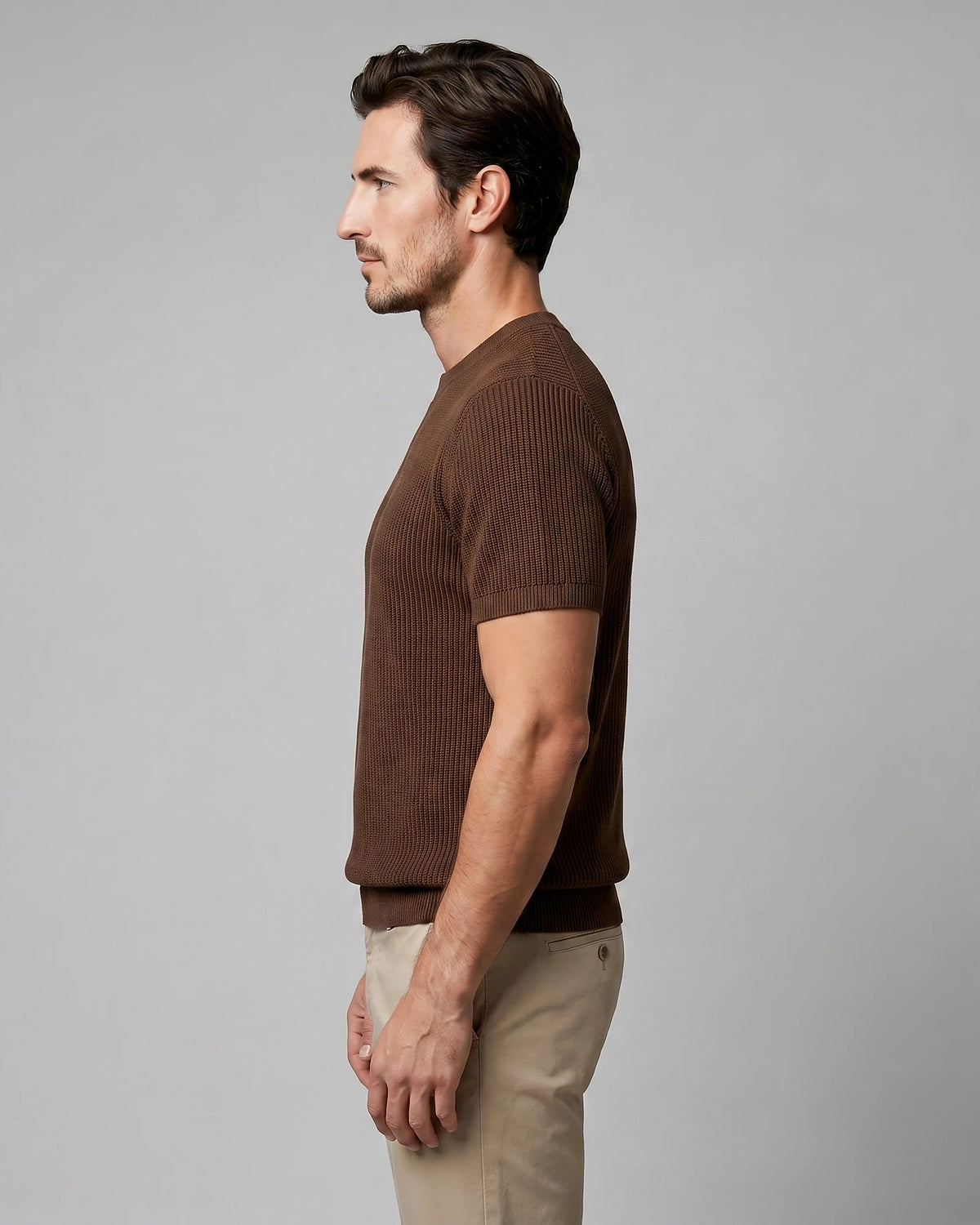 Men's Ribbed Knit T-Shirt Crew Neck Regular Fit – Valedrian — view 7