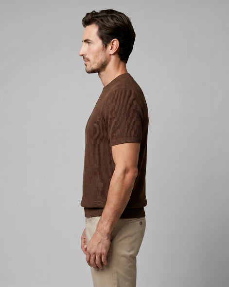 Men's Ribbed Knit T-Shirt Crew Neck Regular Fit – Valedrian — view 7