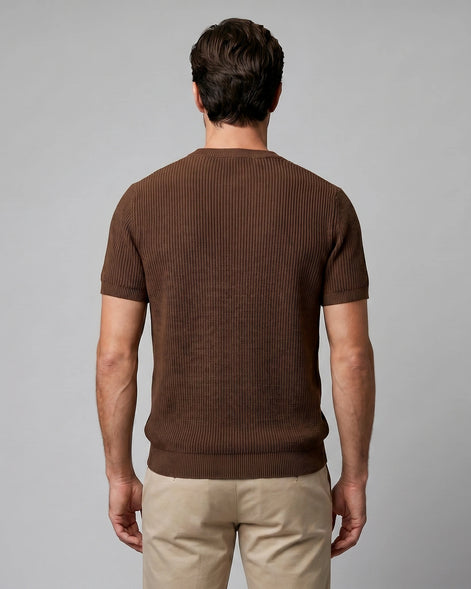 Men's Ribbed Knit T-Shirt Crew Neck Regular Fit – Valedrian — view 8