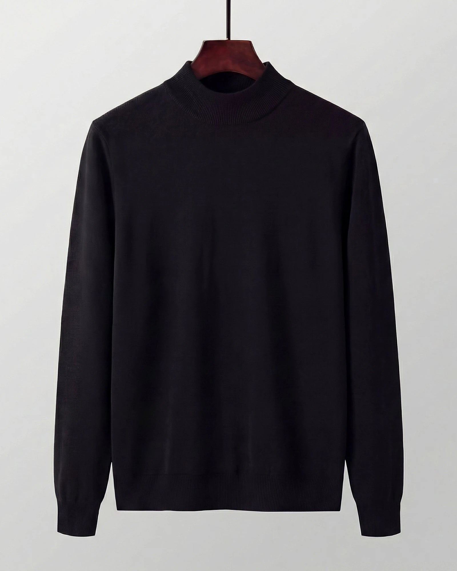 Men's Ribbed Knit Turtleneck Sweater Wool Blend Brown Navy XS–XL - Valedrian — view 10