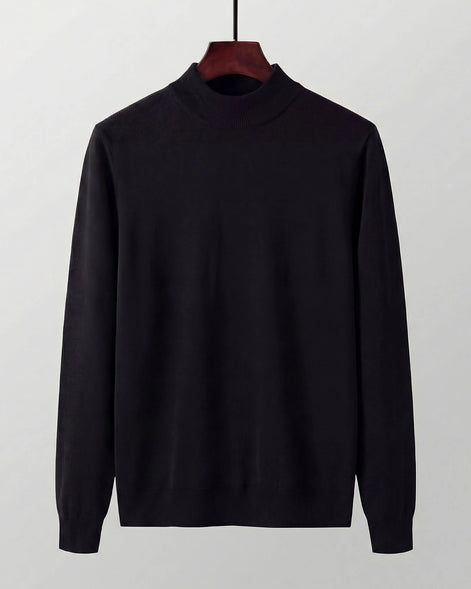 Men's Ribbed Knit Turtleneck Sweater Wool Blend Brown Navy XS–XL - Valedrian — view 10